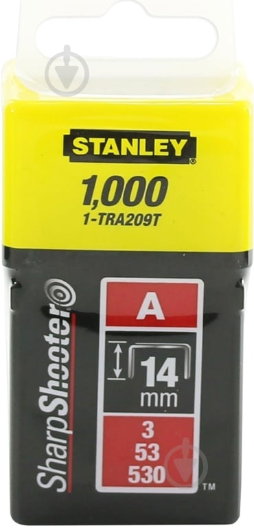 Скоби для ручного степлера Stanley 14 мм тип 53 (А) 1000 шт. 1-TRA209T - фото 1