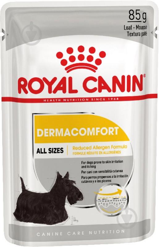 Корм влажный для взрослых собак для всех пород Royal Canin DERMACOMFORT LOAF (Ол Сайзес Дермакомфорт), пауч, 85 г 85 г - фото 1