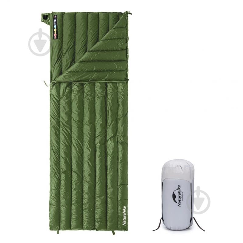 Спальний мішок Naturehike з натуральним пухом CWM295 CNK2300SD013, зелений (+11°C/-8°C) - фото 1