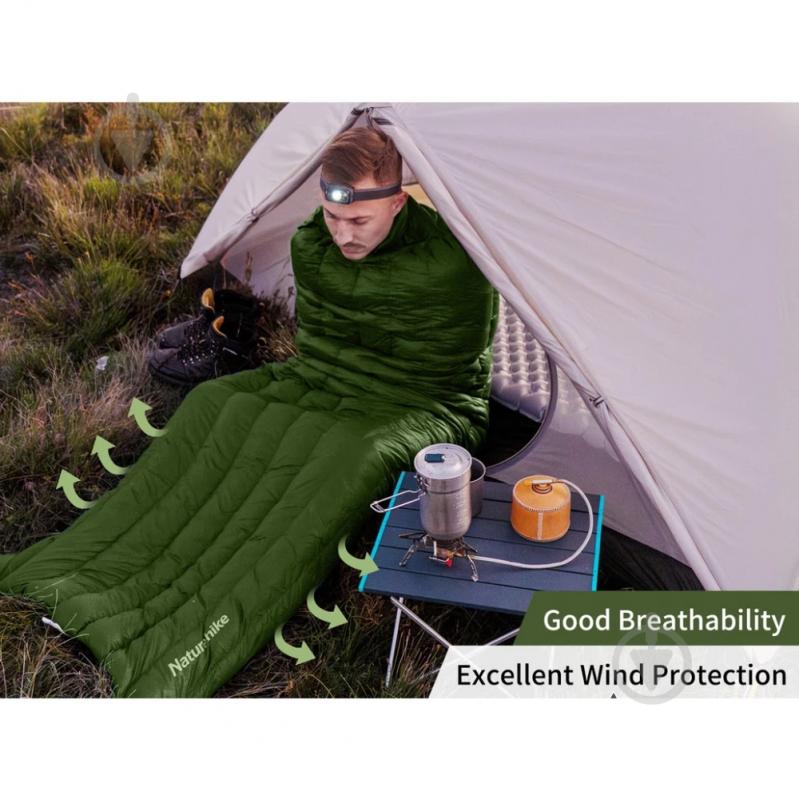 Спальний мішок Naturehike з натуральним пухом CWM295 CNK2300SD013, зелений (+11°C/-8°C) - фото 8