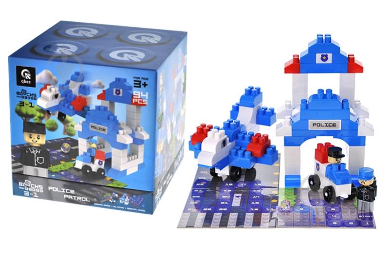 Конструктор qbee Block&Steps: Полицейский патруль + ходилка и мемори игра 3в1 QB300-002 - фото 1 Конструктор qbee Block&Steps: Полицейский патруль + ходилка и мемори игра 3в1 QB300-002 - фото 1