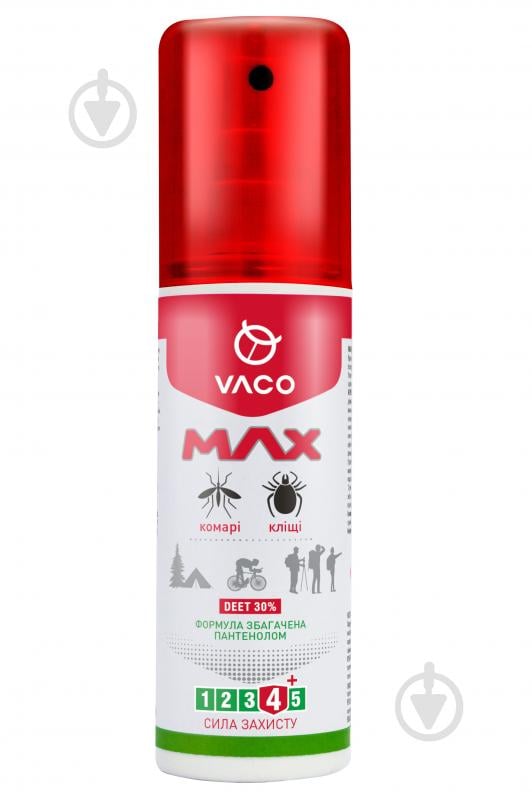 Спрей VACO от комаров, клещей и мошек Max Deet 30% с пантенолом 80мл - фото 1