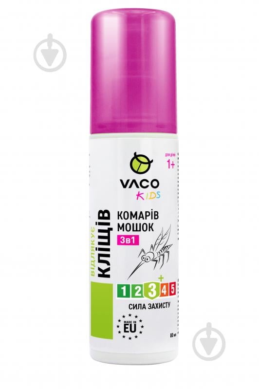 Спрей VACO 3 в 1 від комарів, кліщів і мошок для дітей від 1 року 80мл - фото 1