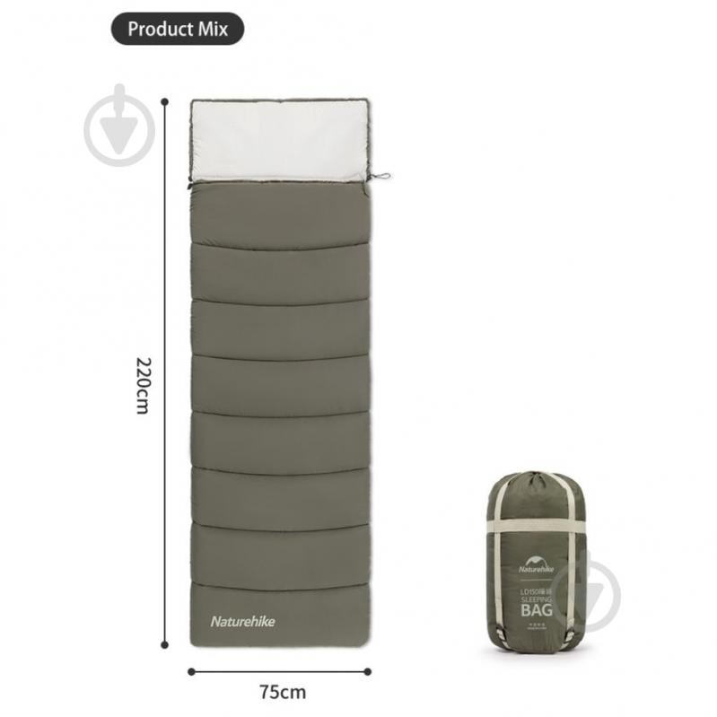 Спальний мішок Naturehike LD350 CNK2300SD016, темно-зелений (+2°C/-20°C) - фото 2