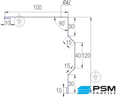 Планка торцева матова PSM PROFILE для бітумної черепиці RAL 8017 коричнева - фото 3