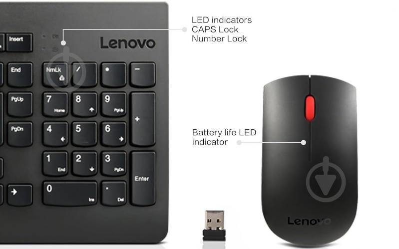 Комплект клавиатура и мышь Lenovo 510 Wireless Combo Keyboard & Mouse Black (GX31D64836) - фото 5