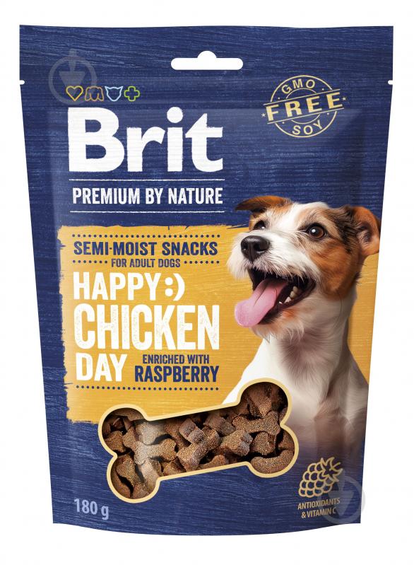 Ласощі Brit Premium Semi-moist Snacks Chicken with Raspberry напіввологі з куркою і малиною 180 г - фото 1 Ласощі Brit Premium Semi-moist Snacks Chicken with Raspberry напіввологі з куркою і малиною 180 г - фото 1