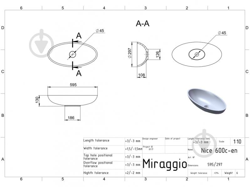 Умывальник мебельный Miraggio NICE MIRASOFT - фото 7 Умывальник мебельный Miraggio NICE MIRASOFT - фото 7