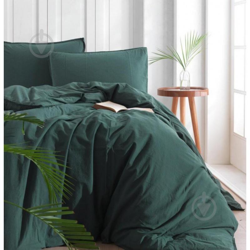 Комплект постільної білизни Stonewash dark green двоспальний євро зелений SoundSleep - фото 1