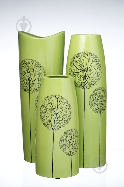 Ваза керамічна Eterna 38х13 см 38 см зелена - фото 2