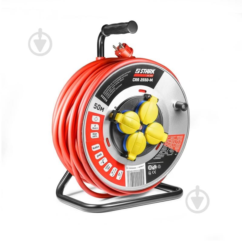 Удлинитель на катушке Stark CRR 2550-M с заземлением 4 гн. красный 50 м - фото 1 Удлинитель на катушке Stark CRR 2550-M с заземлением 4 гн. красный 50 м - фото 1