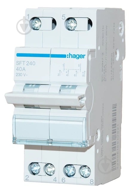 Перемикач Hager I-0-II 2P 40А 2М SFT240 - фото 1