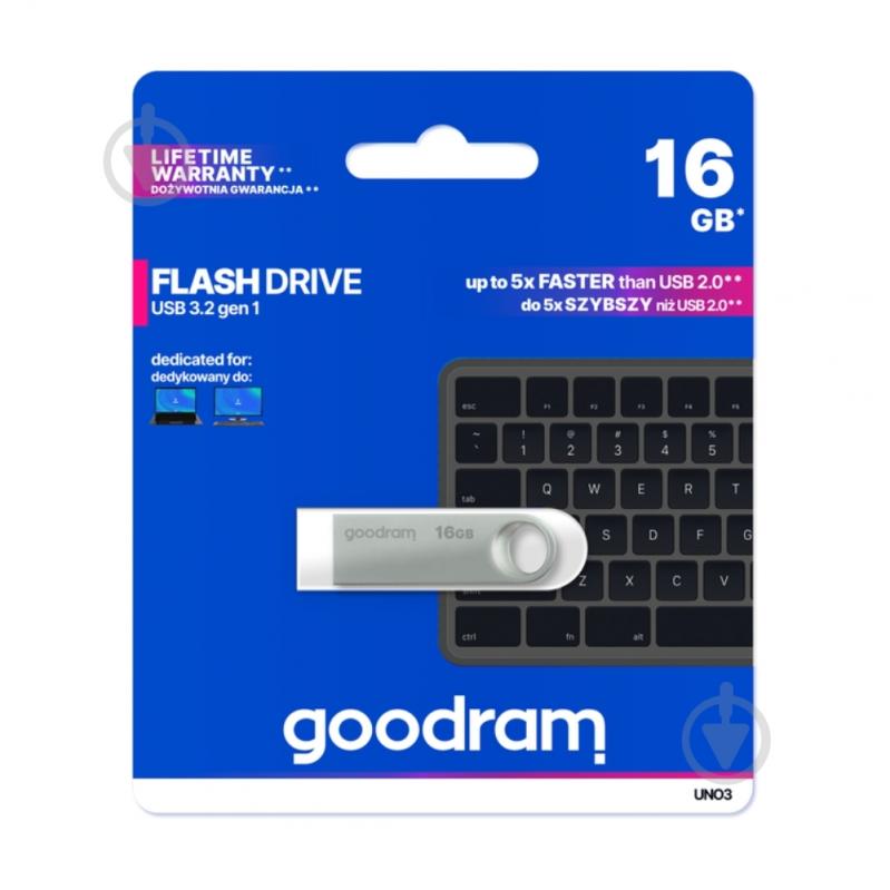 Флешпам'ять Goodram UNO3 16 ГБ USB 3.2 Gen. 1 silver (UNO3-0160S0R11) - фото 2