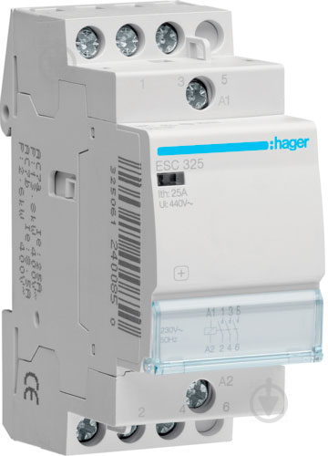 Контактор Hager 3н.о. 25А 230В АС 2м ESC325 - фото 1