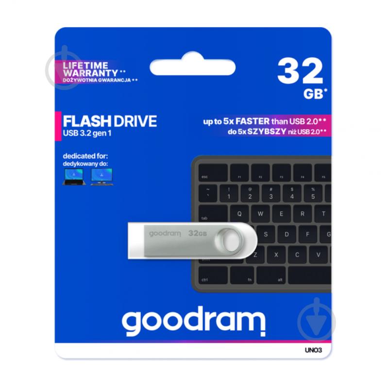 Флеш-память Goodram UNO3 32 ГБ USB 3.2 Gen. 1 silver (UNO3-0320S0R11) - фото 3