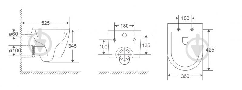 Унітаз підвісний VOLLE FRANCO Rimless, сидіння Duroplast SLIM slow-closing - фото 2 Унітаз підвісний VOLLE FRANCO Rimless, сидіння Duroplast SLIM slow-closing - фото 2