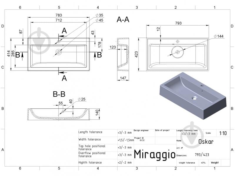 Умывальник Miraggio OSKAR Matt - фото 7