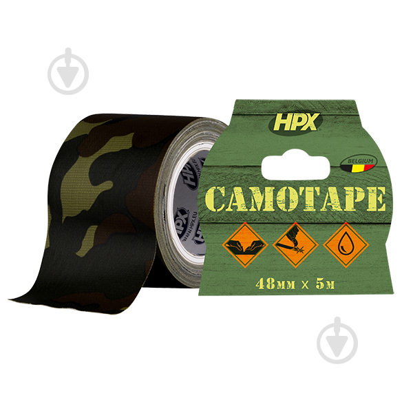 Камуфляжна армована стрічка CAMO TAPE 48 мм 0,3 мм 5 м хакі - фото 1