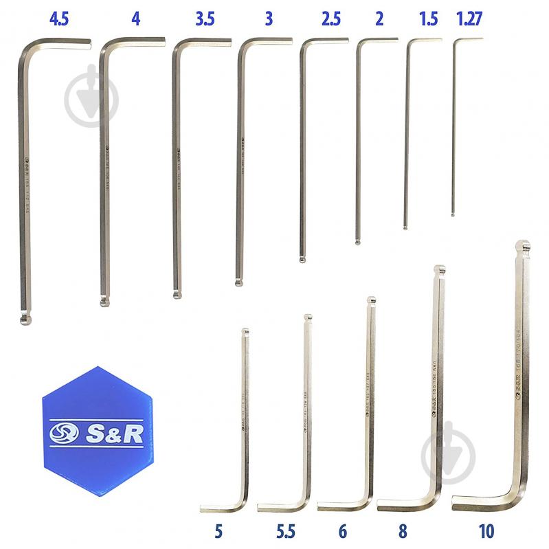 Набір ключів шестигранних S&R HEX (1,27 - 10.0) 13 шт. 365307013 - фото 5