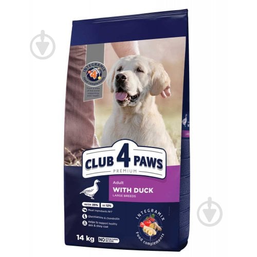 Корм сухой для больших пород Club 4 Paws Premium с уткой 14 кг - фото 1