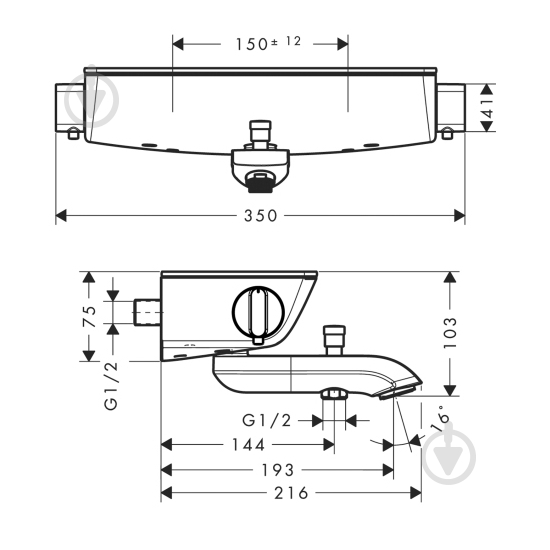 Смеситель для ванны Hansgrohe Ecostat Select 13141000 - фото 2