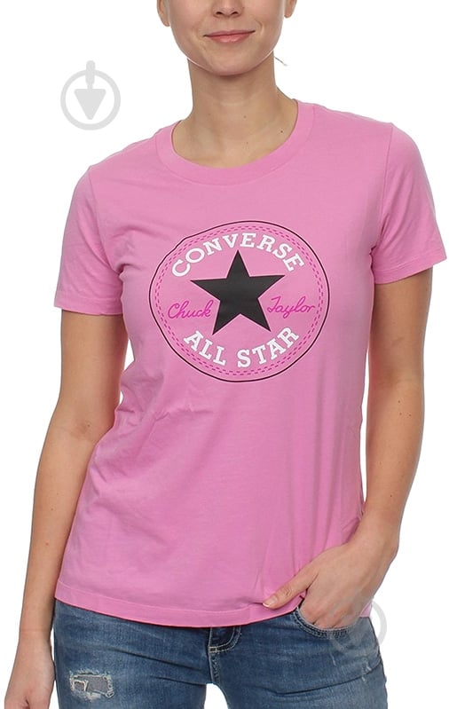 Футболка Converse CORE SOLID CHUCK PATCH CREW 10001124-523 р.XS розовый - фото 1