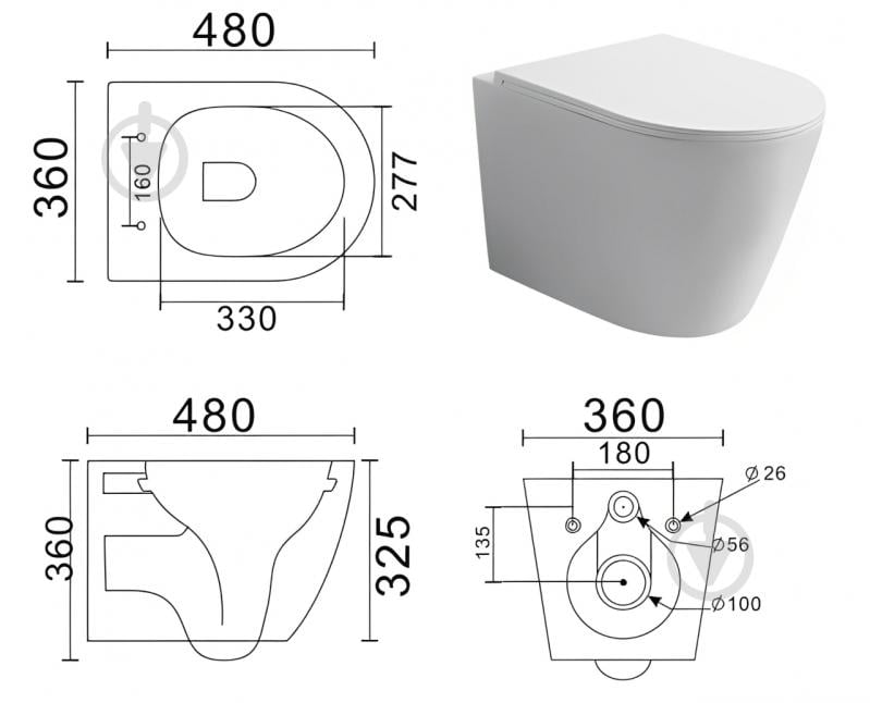 Унітаз підвісний Ravak Nerida RimOff, сидіння Duroplast SLIM soft-close - фото 3