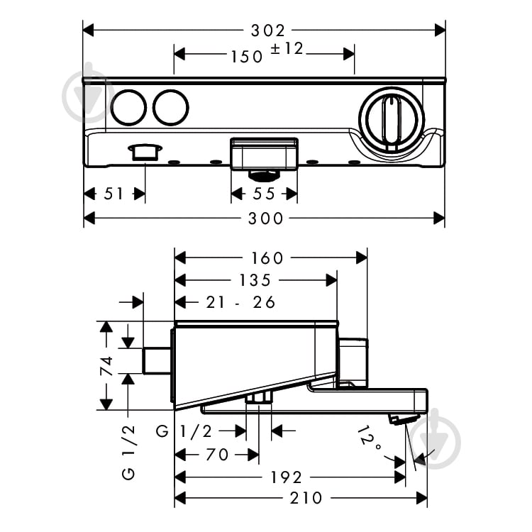 Смеситель для ванны Hansgrohe Shower Tablet Select 13151000 - фото 2 Смеситель для ванны Hansgrohe Shower Tablet Select 13151000 - фото 2