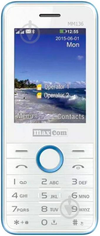 Мобільний телефон Maxcom MM136 white/blue - фото 1