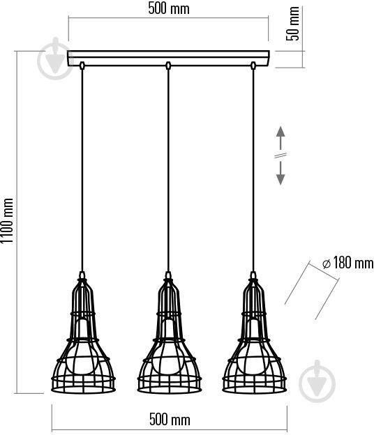 Люстра подвесная TK Lighting Long 3PL 3x60 Вт E27 бронза/черный 2209 - фото 3