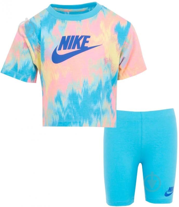 Комплект детской одежды Nike BOXY TEE & BIKE SHORT SET 36K457-F85 разноцветный - фото 6