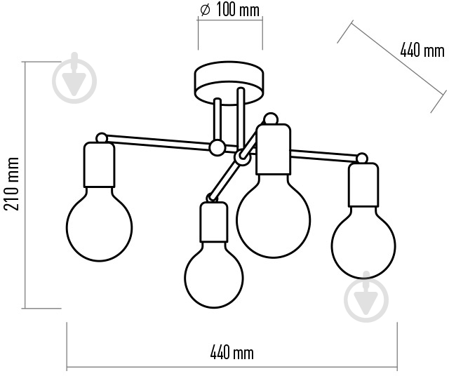 Люстра потолочная TK Lighting Retro 4PL 4x60 Вт E27 бронза/черный 1904 - фото 3