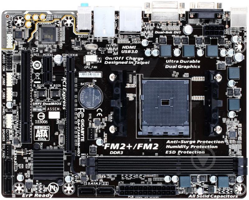 Материнська плата Gigabyte GA-F2A68HM-HD2 (Socket FM2+, AMD A68H, mirco ATX) - фото 2