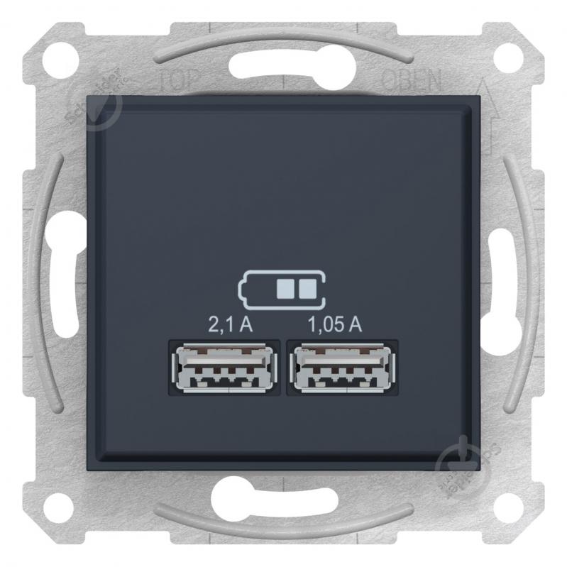 Розетка USB подвійна Schneider Electric Sedna 2.1 А без кришки графіт SDN2710270 - фото 1