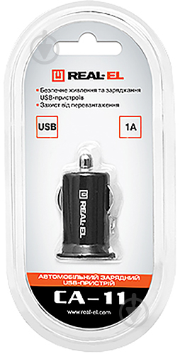 Зарядний пристрій — адаптер прикурювача-USB REAL-EL CA-11 black - фото 2