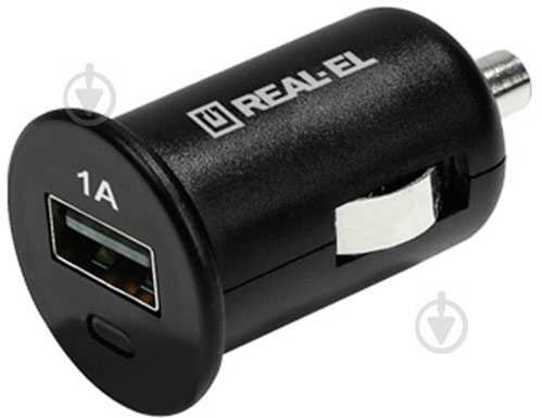 Зарядний пристрій — адаптер прикурювача-USB REAL-EL CA-11 black - фото 1