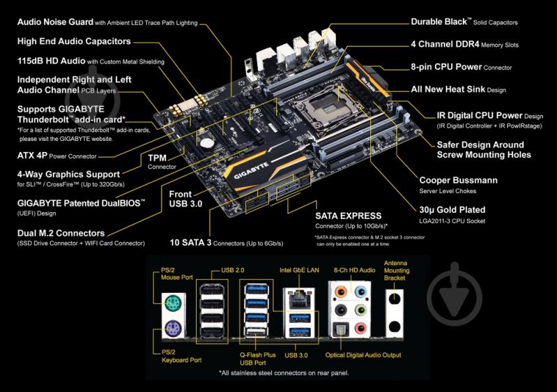 Материнская плата Gigabyte GA-X99-UD4 (Socket 2011-3, Intel X99, ATX) - фото 5