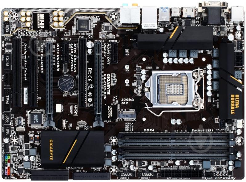 Материнська плата Gigabyte GA-Z170-D3H (Socket 1151, Intel Z170, ATX) - фото 1