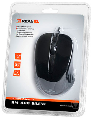 Мышь REAL-EL RM-400 Silent black - фото 2