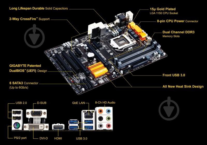 Материнская плата Gigabyte GA-Z97-HD3 (Socket 1150, Intel Z97, ATX) - фото 6