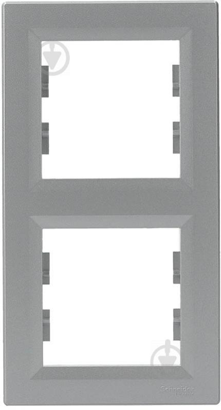 Рамка двухместная Schneider Electric Asfora вертикальная алюминий EPH5810261 - фото 1