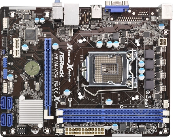 Материнская плата ASRock H61M-VG4 (Socket 1155, Intel H61, mirco ATX) - фото 1 Материнская плата ASRock H61M-VG4 (Socket 1155, Intel H61, mirco ATX) - фото 1