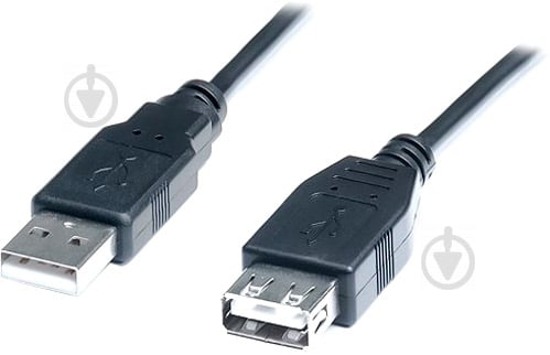 Кабель REAL-EL USB Am – USB Af 1,8 м чорний (EL123500009) - фото 1