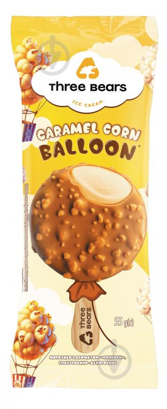 Мороженое Три Ведмеді Caramel corn balloon 55 г - фото 1