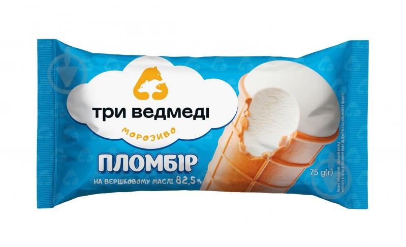 Морозиво Три Ведмеді Пломбір 75 г - фото 1