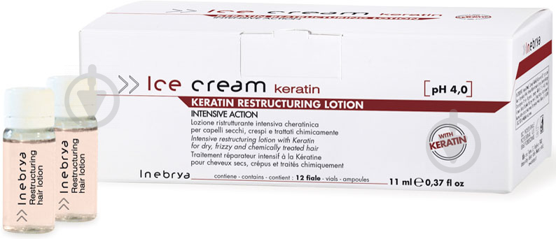 Лосьон INEBRYA Keratin Restructuring Lotion с кератином 12 ампул 11 мл - фото 1