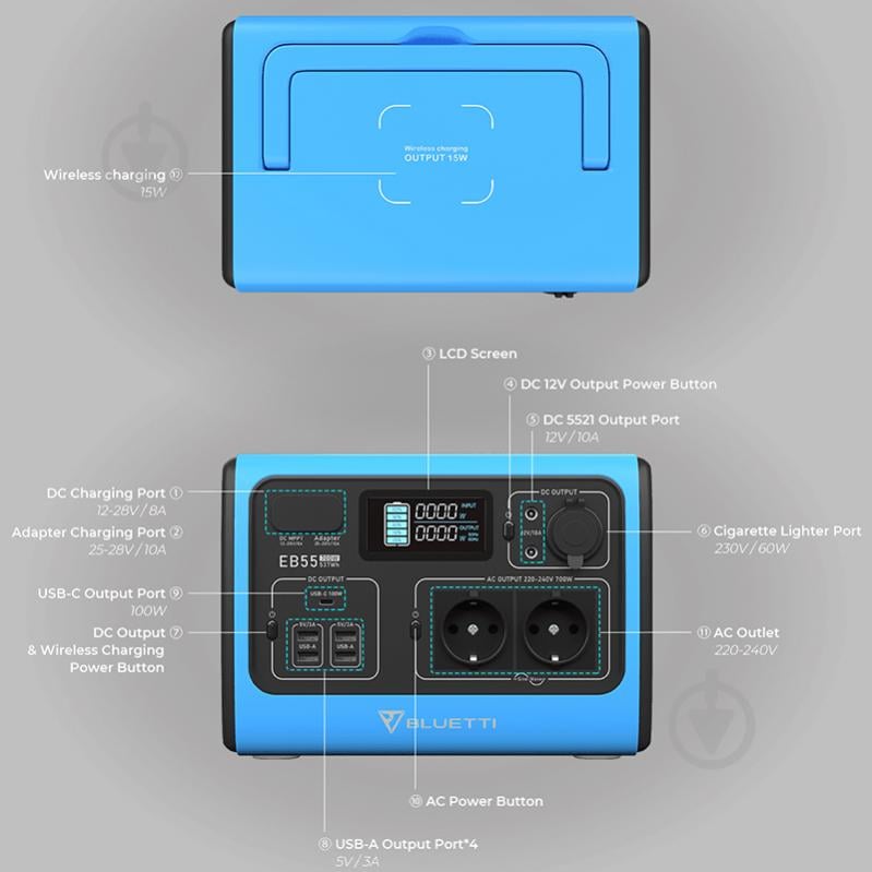 Зарядна станція BLUETTI EB55 (537 Вт·год) - фото 12