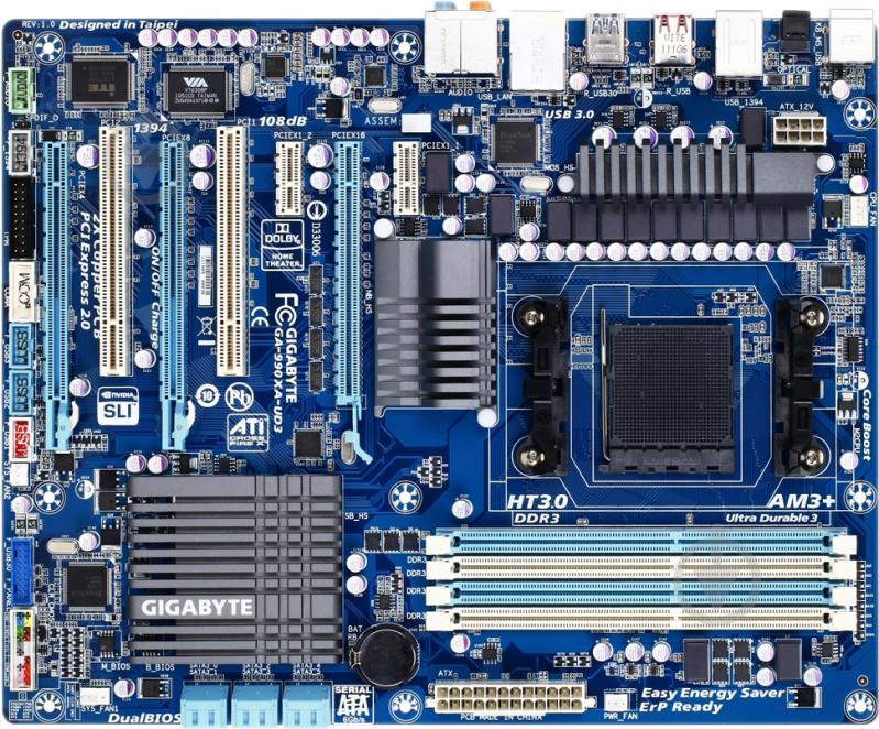 Материнская плата Gigabyte GA-990XA-UD3 (Socket AM3+, AMD 990X, ATX) - фото 1