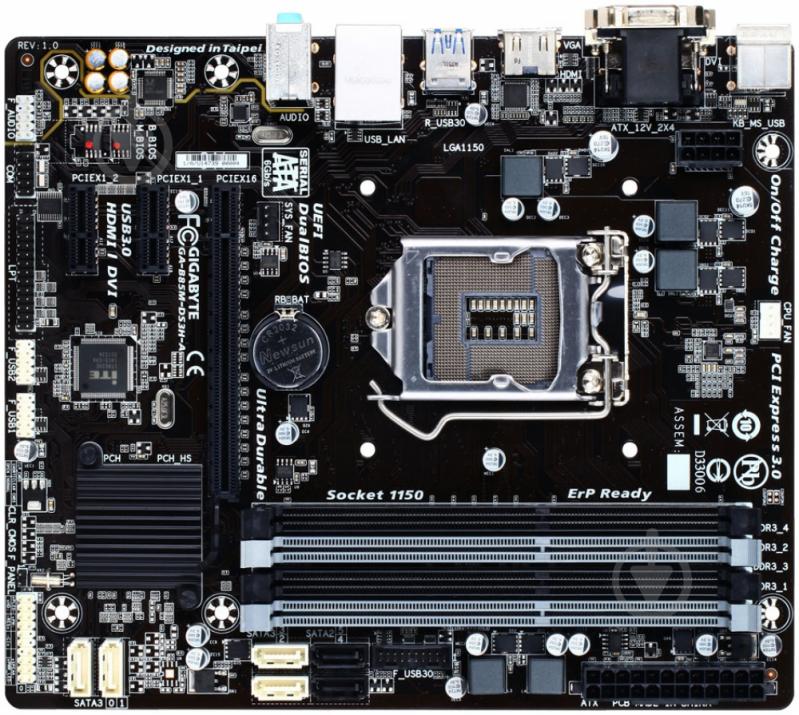 Материнская плата Gigabyte GA-B85M-DS3H-A (Socket 1150, Intel B85, mirco ATX) - фото 1