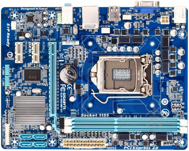 Материнская плата Gigabyte GA-H61M-S1 (Socket 1155, Intel H61, mirco ATX) - фото 1